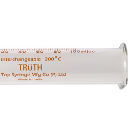 Truth Calibrated Glass Syringe (PLS) Metal luer lock Tip (CL), 100ml (Pack of 1)