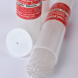 Mucaps Micro Capillaries - Blood Sampling Capillaries - BTCT (Bleeding Time Clotting Time), Length 90mm with I.D. 1.00±0.10 & O.D. 1.50±0.10 (100 Capillaries in 1 Vial)