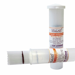 Mucaps Micro Capillaries - Blood Gas Analyser - Heparinised Blood Gas Analyzer, Length 32mm with I.D.(±0.10mm)1.00 , O.D.(±0.10mm)1.50 wih Volume 7.5μl (100 Capillaries in 1 Vial)