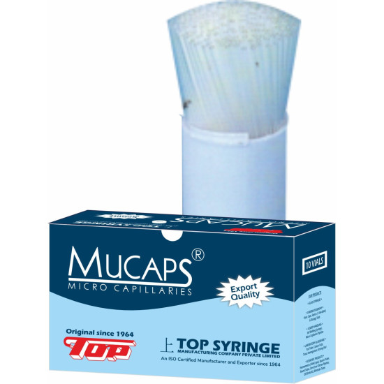 MUCAPS Medical Grade (Blood Sampling) Length 125mm Heparinised Blood Gas Analyzer (Pack of 100)