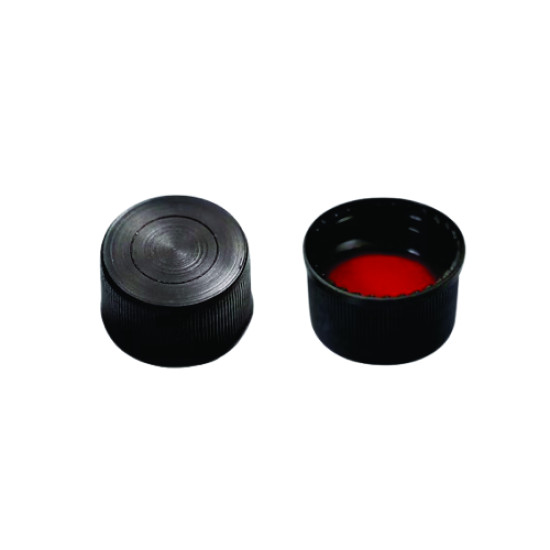PP Screw Cap,Black,Closed top, Silicone white/PTFE Red, 45° shore A (Pack of 100) PP Screw Cap,Black,Closed top, Silicone white/PTFE Red, 45° shore A (Pack of 100)