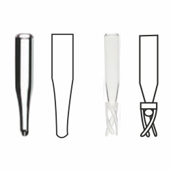 Colpak Limited Volume Inserts, 0.5ml Micro Storage U-Tube Vials, 0.1ml Micro-Insert, 5.7 x 29mm, Clear Glass,1st Hydrol Class, Mandrel Point with assembled Plastic Spring, Fill Vol. 0.20ml, 9mm Screw