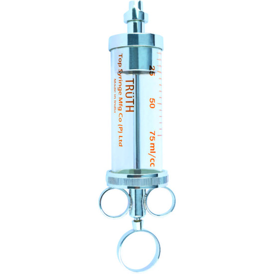 Truth Reiner - Alexander Glass Syringe without Nozzle 75ml, (Pack of 1)